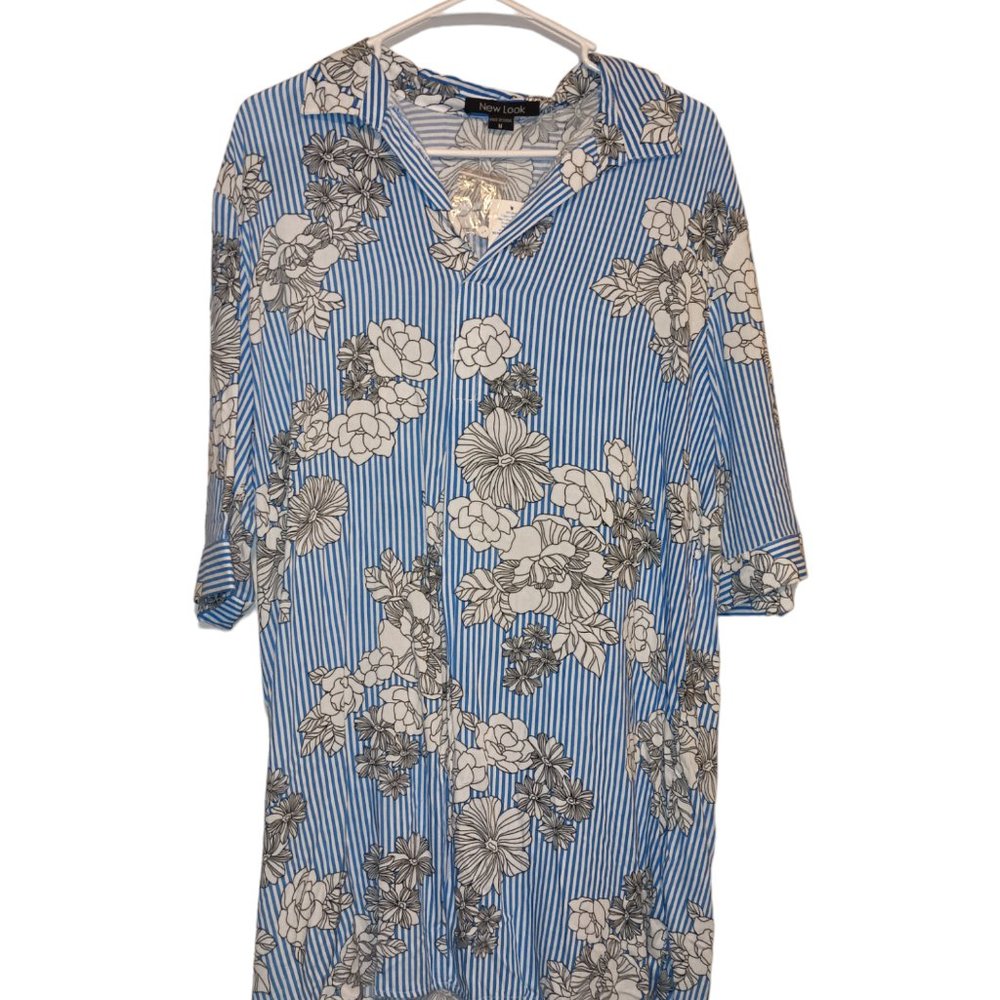2 Blue and white long dress shirt